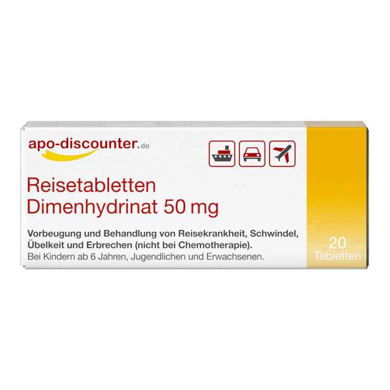 Reisetabletten Dimenhydrinat 50 mg Tabletten von apodiscounter 20 stk