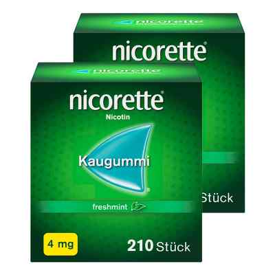 Nicorette 4mg Nikotinkaugummi freshmint zur Rauchentwöhnung 2x210 stk von Johnson & Johnson GmbH (OTC) PZN 08102009